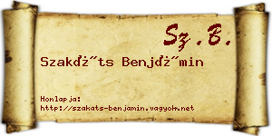 Szakáts Benjámin névjegykártya